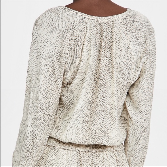 Rails Tan & Cream Jasmine Smocked Long Sleeve Dress in Snakeskin - Picture 3 of 16